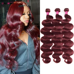 28 30 Inch Burgundy 99j Body Wave Bundles Red Colored Human Hair Bundles 1/3/4 PCS Bundle Deals Brazilian Hair Weave Bundles