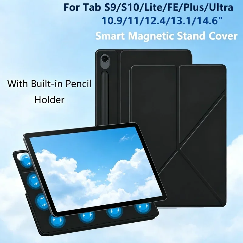 For Galaxy Tab S10 Ultra 14.6 Case Multi Angle Stand Magnetic Cover with Pen Slot Tab S10+ 12.4 S10 Lite S9 FE Plus Case