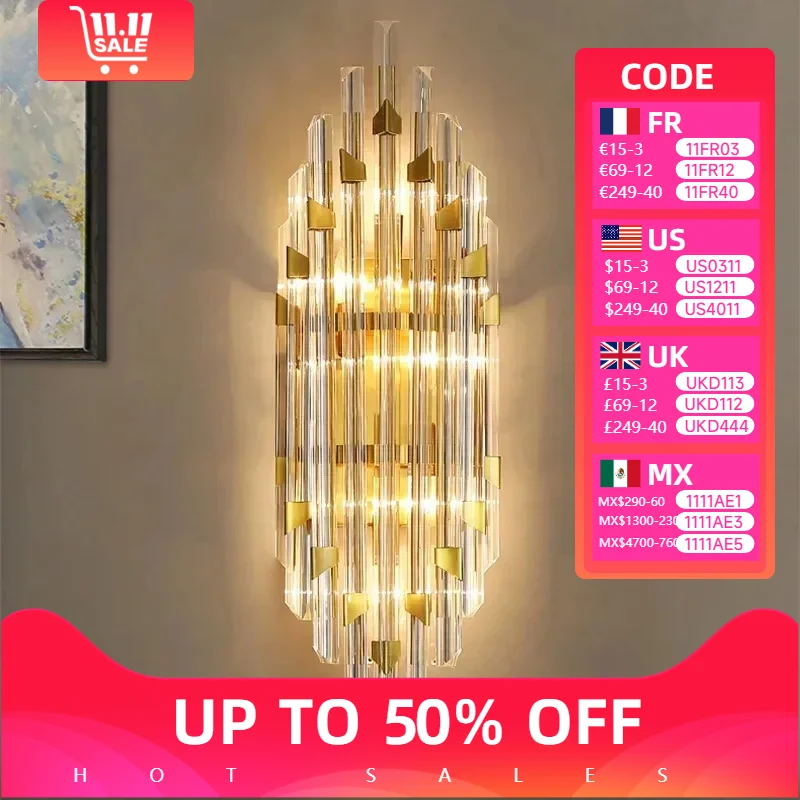 

Modern Crystal Nordic Sconce Kitchen Dining Table Restaurant Bedroom Bedside Led Lights Indoor Luxury Wall Lamps for Room Decor