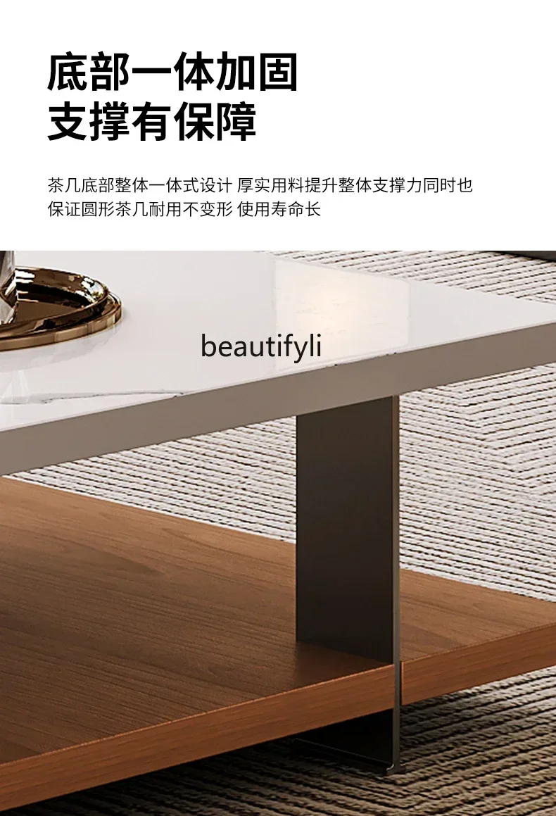 Simple Nordic square solid wood, living room, marble coffee table TV cabinet