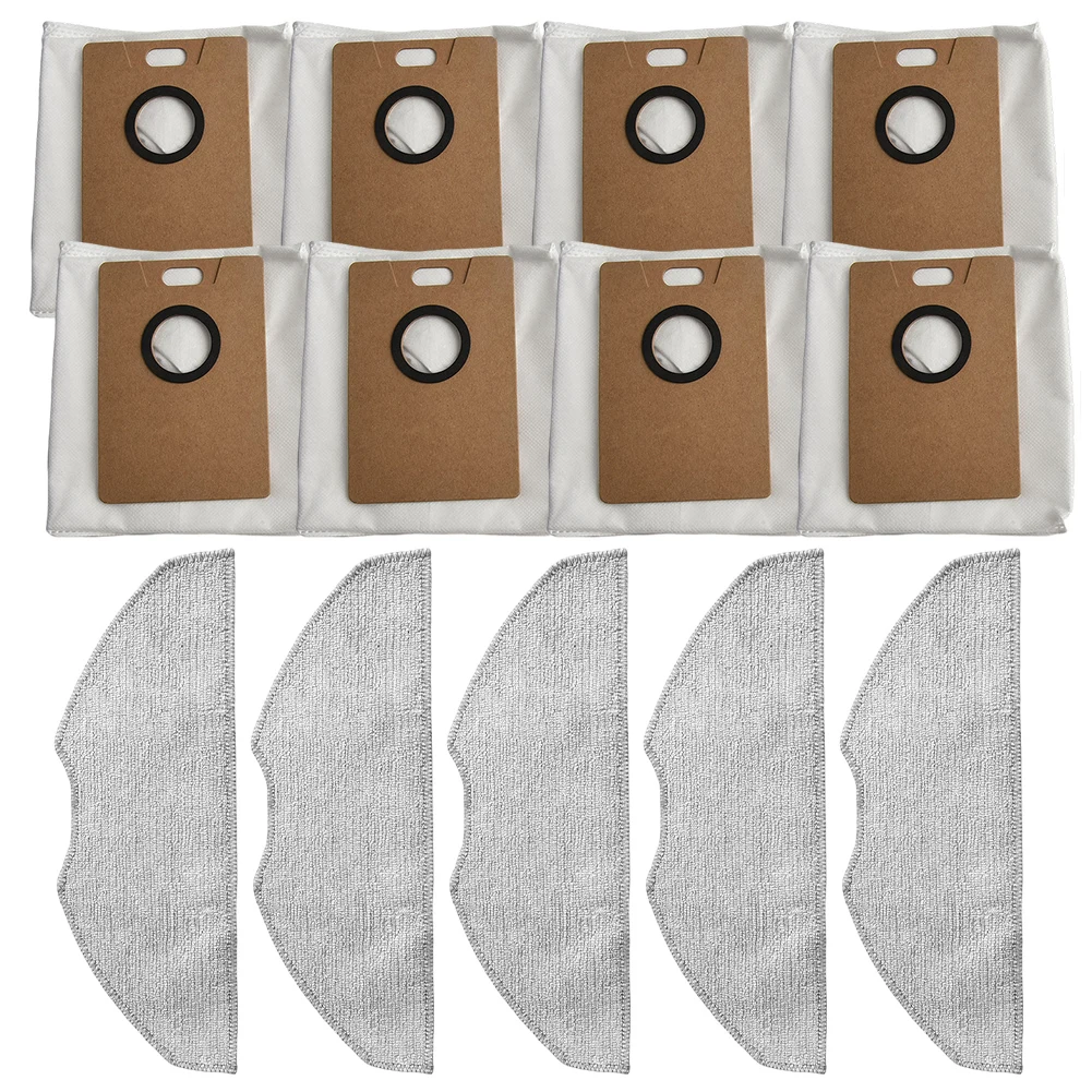 5 Mop Pads 8 Dust Bags For Tapo RV30 MAX Plus For Tapo RV20 MAX Plus Robot Vacuum Cleaner Parts Consumables RVA301 RVA202