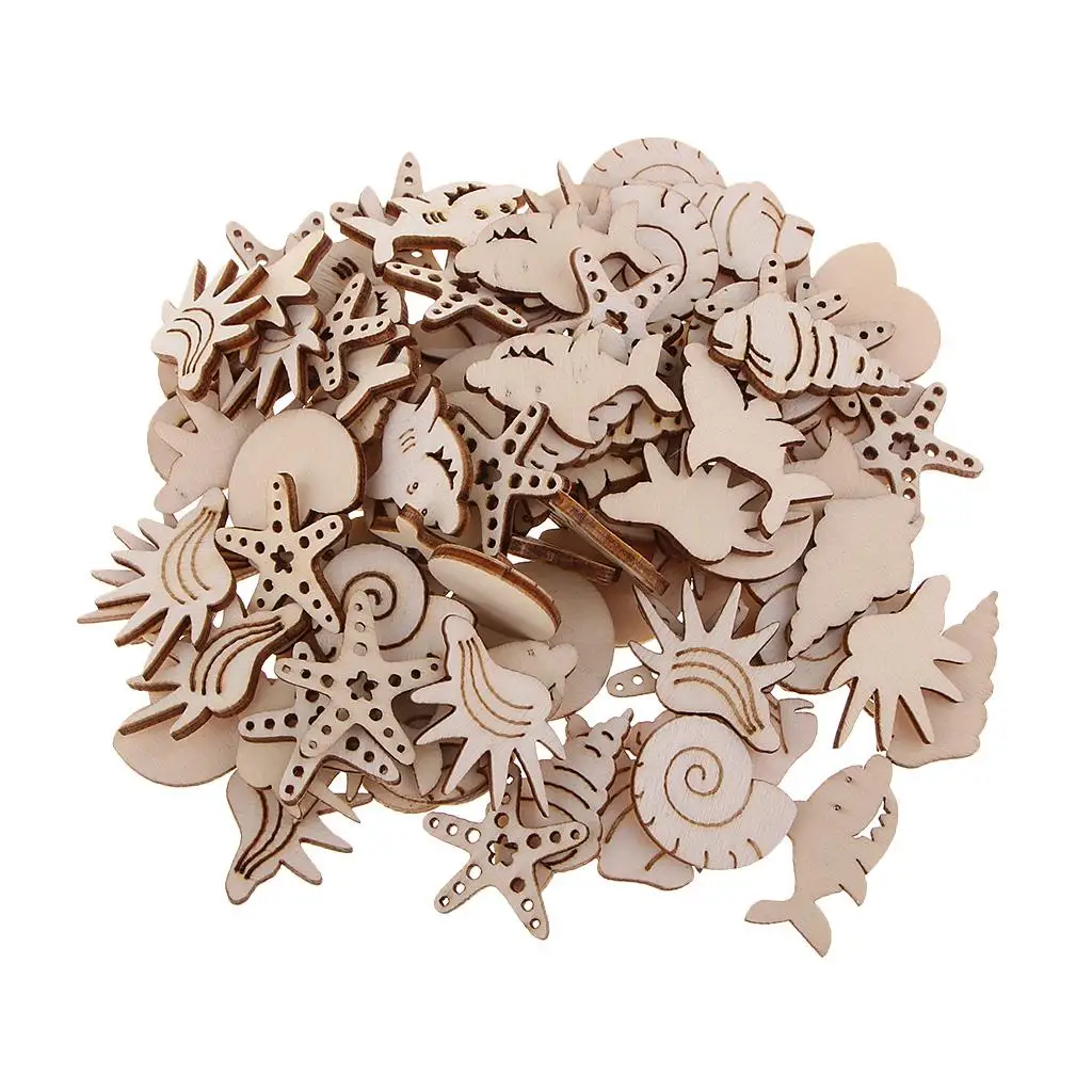 Wooden Embellishments Natural Shapes DIY Scrapbooking Arts Wood Blocks for Ceremony Decoration Craft Projects