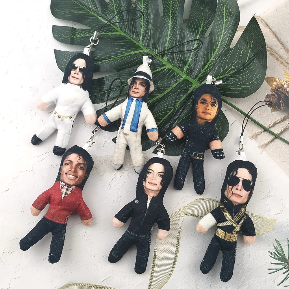 Michael Jackson Cosplay Prop Doll Plush Stuffed Figure Dolls Phone Pendant Backpack Keychains Abstract Joint Mobility Props Gift