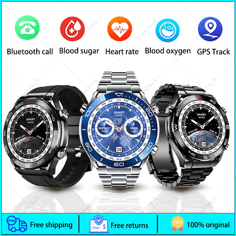 

2024 NEW Smartwatch Ultimate Watch Bluetooth Call GPS Compass Heart Rate Bracelet Wireless Charging Business Smart Watch for Men