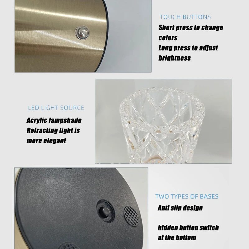 Vase Table Lamp LED Desk Decoration Light Home Decor Bonsai Lighting Flower Plant Acrylic Vase Waterproof for Room Decoration