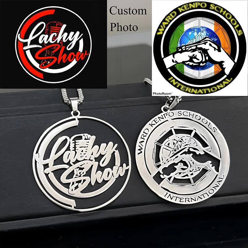 

Custom Logo Necklace Personalized Men's Stainless Steel Necklace Support Personal Design Company Logo Hypoallergenic Wholesale