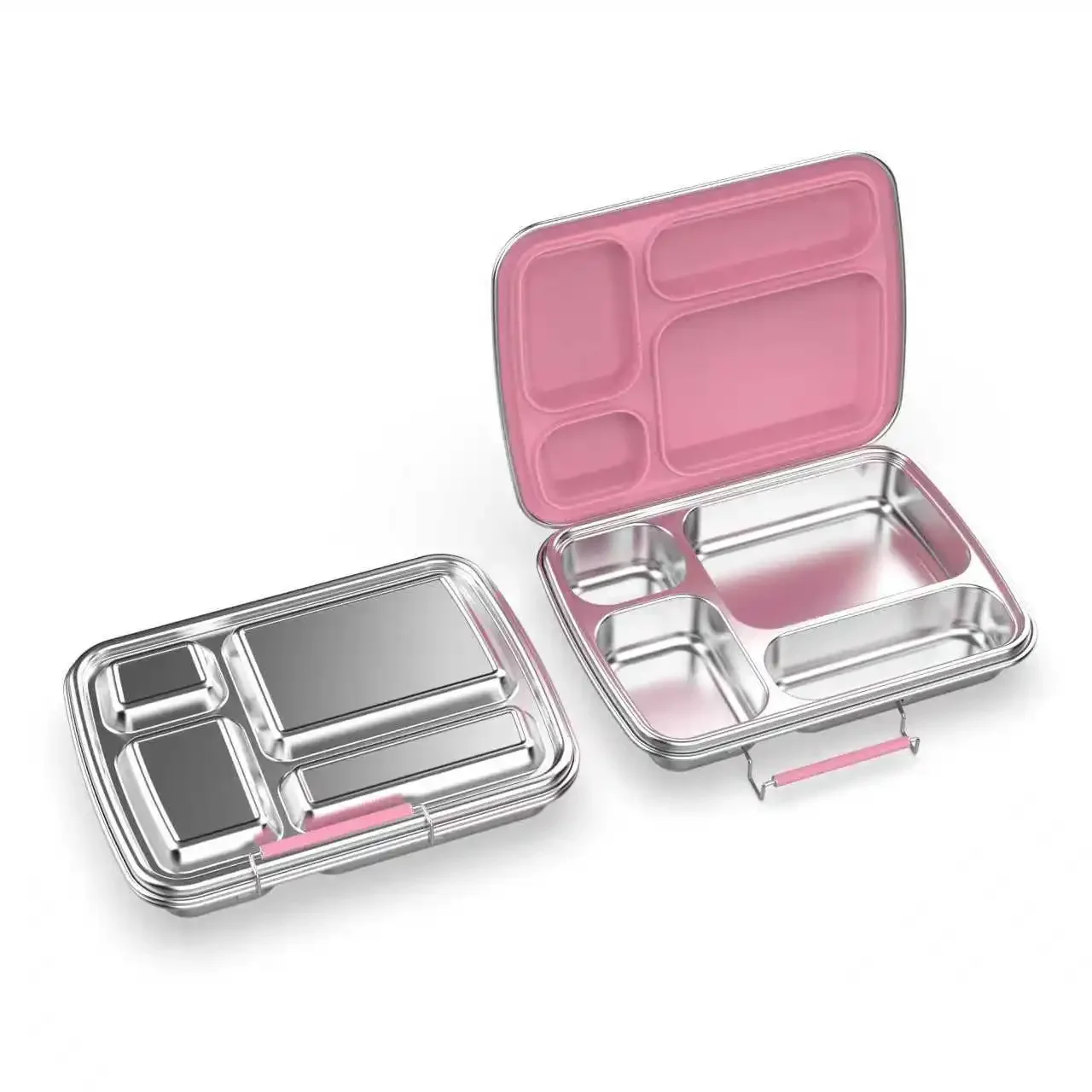 304 Stainless Steel 4-Grid Bento Insulated Lunch Box Leak-Proof Easy Handle Food Container