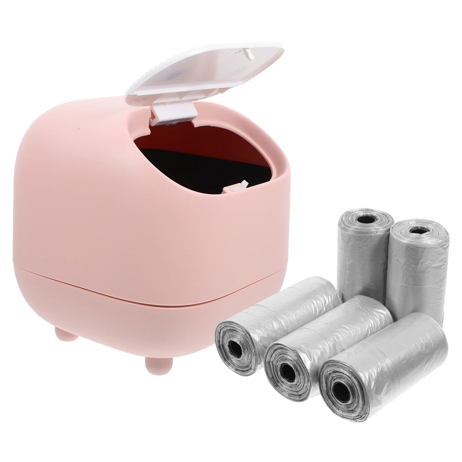 

Cute Cartoon Small Trash Can Desktop Garbage Bin Wastepaper Holder Multi-Function Storage Lid Desk Decorative Table Top Bin