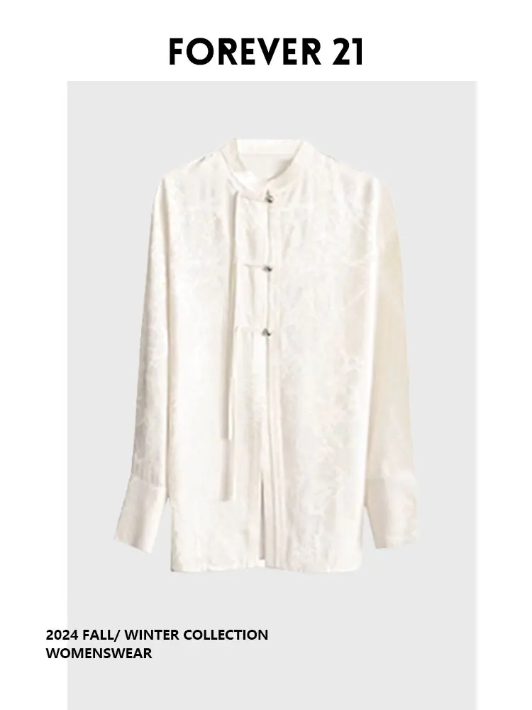 

Новая женская рубашка Forever 21 из атласа с вышивкой в китайском ретро-стиле, топ в стиле середины века, для повседневной носки, с длинным рукавом