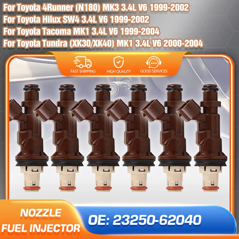 

Fuel Injector Nozzle Kit For Toyota 4Runner Hilux SW4 3.4L 1999-2002 Toyota Tacoma Tundra 1999-2004 Car Parts 23250-62040 FJ180