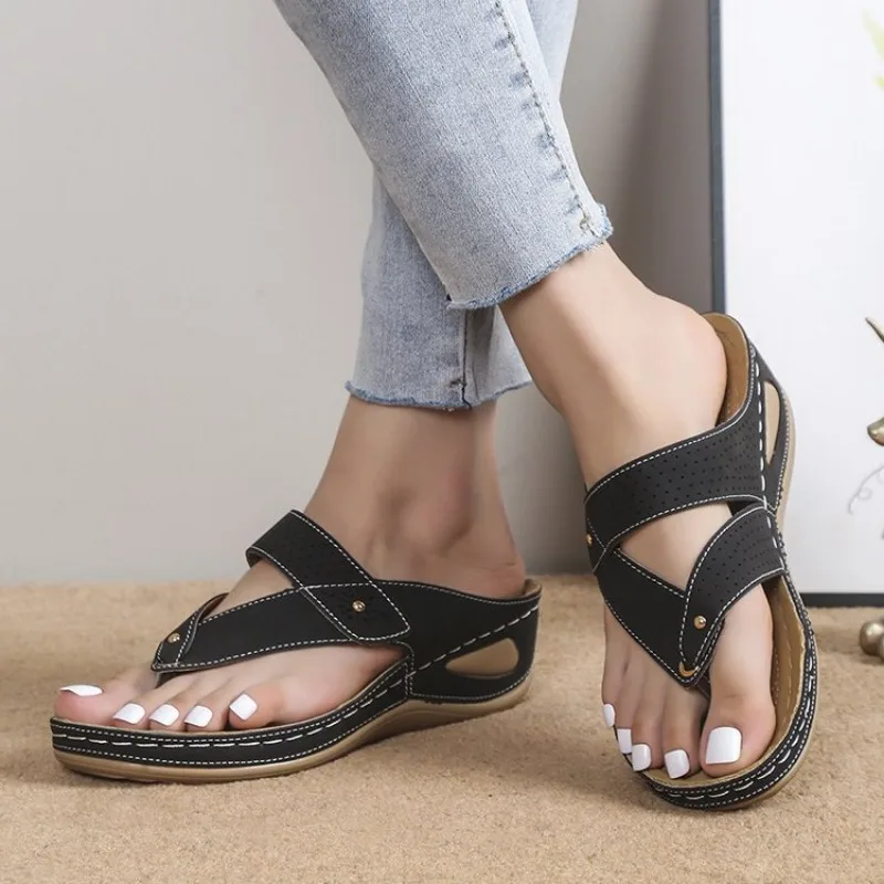 Summer 2024 New Rome Fashion Women Slides Oxford Woman Sandals Flats Slippers Pu Leather Flip Flops Belt Buckle Female Shoes