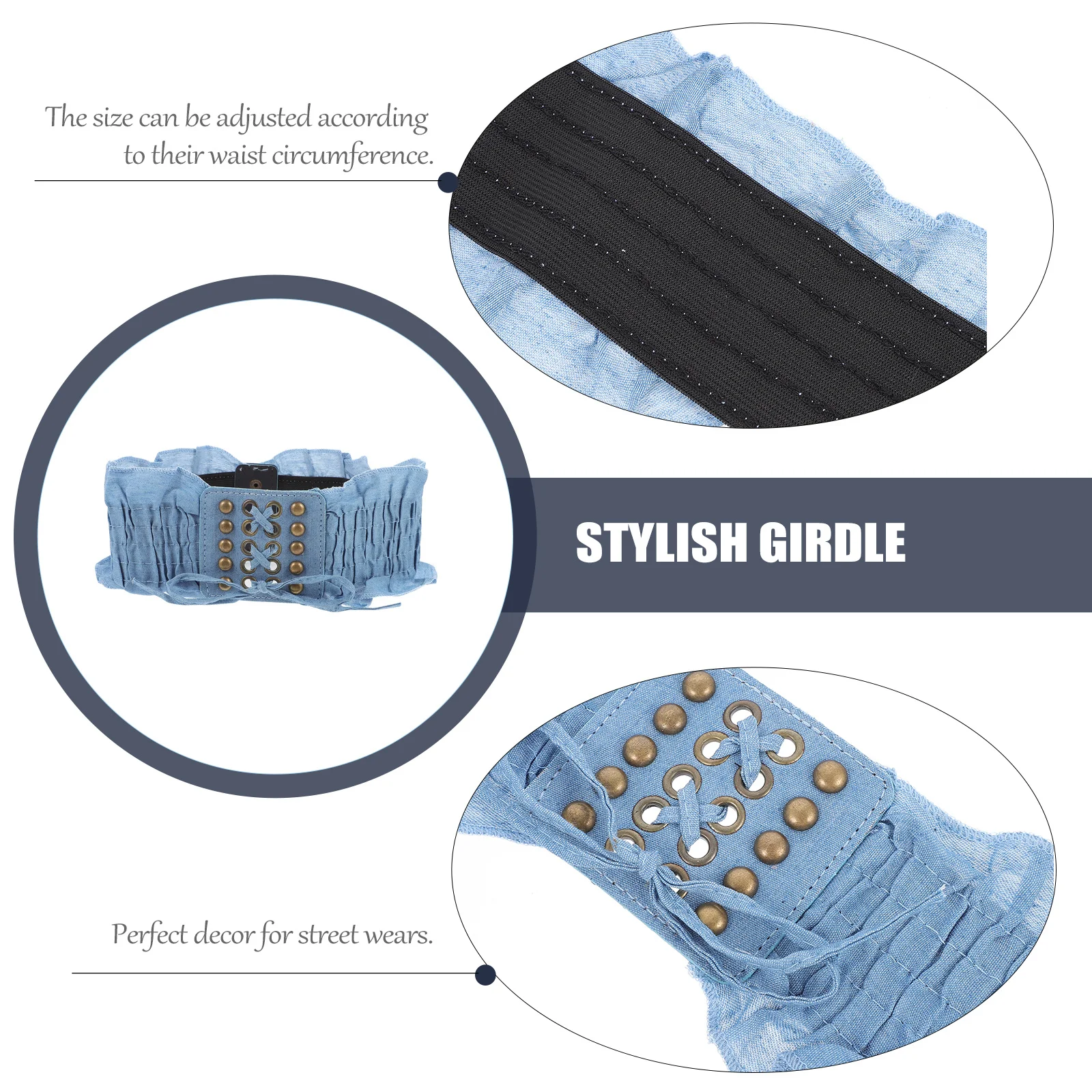 

1Pcs Elastic Denim Waist Girdle Lace Macrame Bandage Adjustable for Women Daily Fashion Party Breathable Comfortable