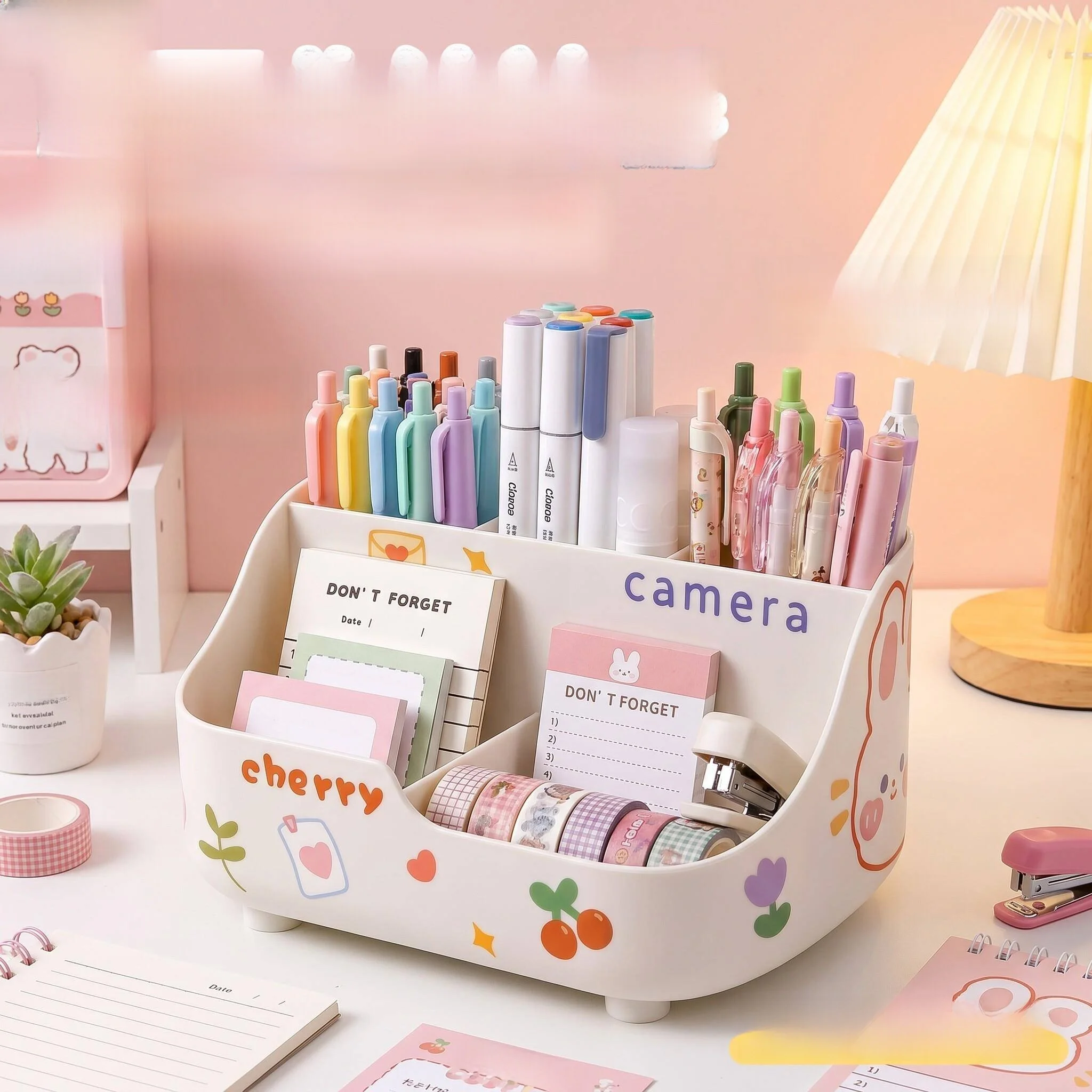 女の子向け大容量文房具ボックス-ユニークデザインオーガナイザーケース-多機能収納ボックス-ペンや文房具用