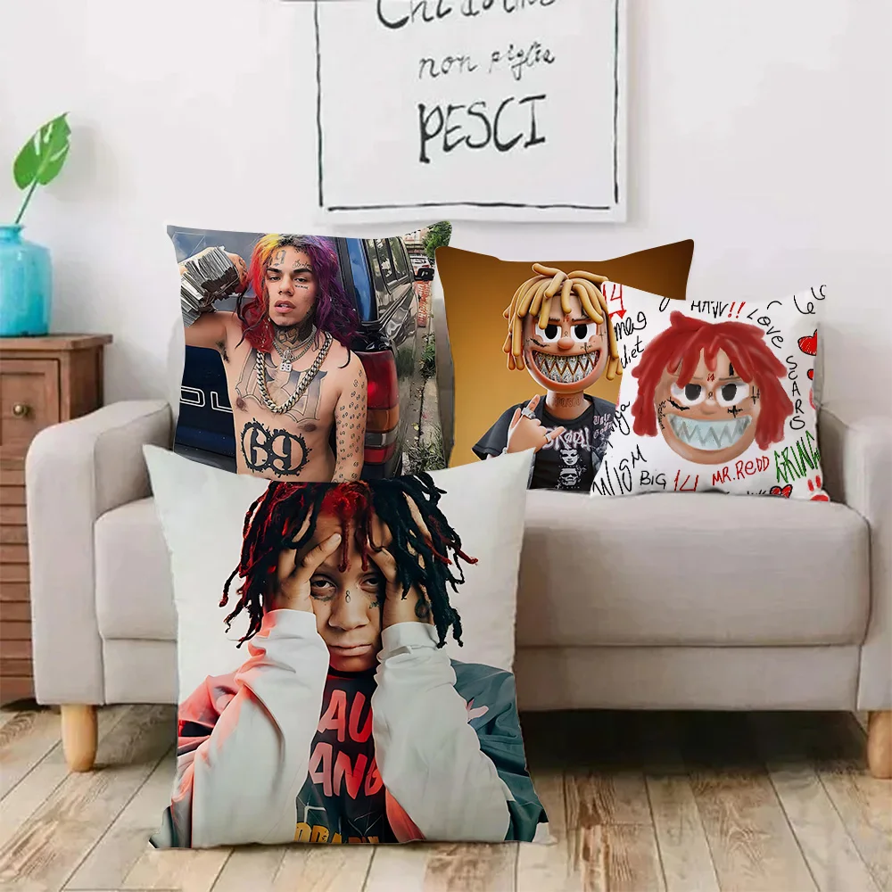 Pillow Covers Cartoon Rapper T-TrippieS R-Redd Sofa Decorative Home Double-sided Printing Short Plush Cute Cushion Cover