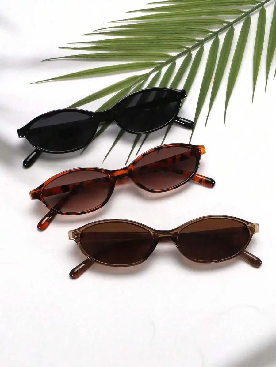 1 Pair Fashionable Small Frame Oval Glasses, Versatile Retro Style Glasses For Women, Summer Travel Beach Accessory, Back To