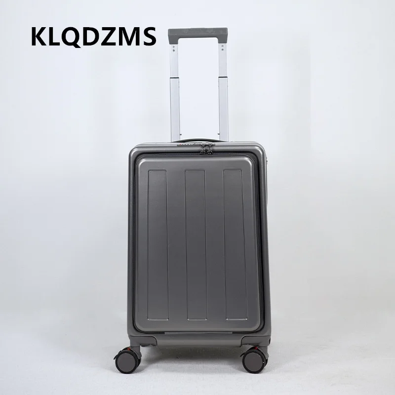 

KLQDZMS Aluminum Frame Suitcase Front Opening Children Trolley Case 22 Inches Cart Style Travel Bag Women's with Wheels Luggage