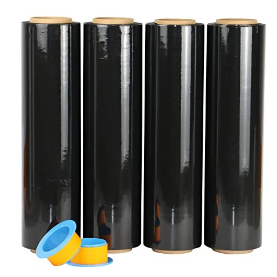 

Stretch Wrap Industrial Strength with Plastic Handle 18" x 1000 Feet 80 Gauge 4 Pack, Shrink Wrap, Self-Adhering Plastic Wrap f