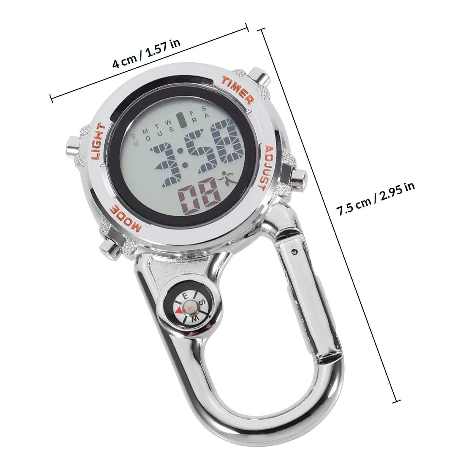 1Pcs Outdoor Hanging Watch Carabiner Time Date Direction Indicator Waterproof Scratch Resistant for Camping