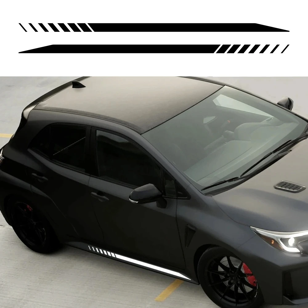 Car Side Skirt Vinyl Decals Racing Stripes Sticker Waterproof Auto Decoration Accessories For Toyota Corolla GR Four Hatchback
