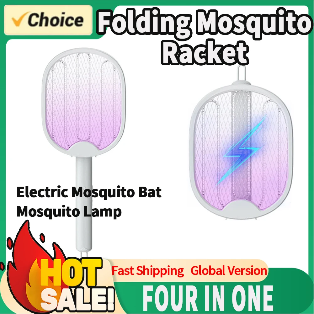 Electric Mosquito Swatter 1pc Foldable 4-in-1 Mosquito Killer Home Use Photocatalyst Smart Electric Fly Swatter Bug Zapper