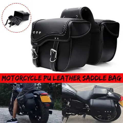 Pair Motorcycle SaddleBag Large Capacity Motorbike Side Bags Storage for Bobber/Sportster XL 883 1200/Honda/Yamaha/Suzuk