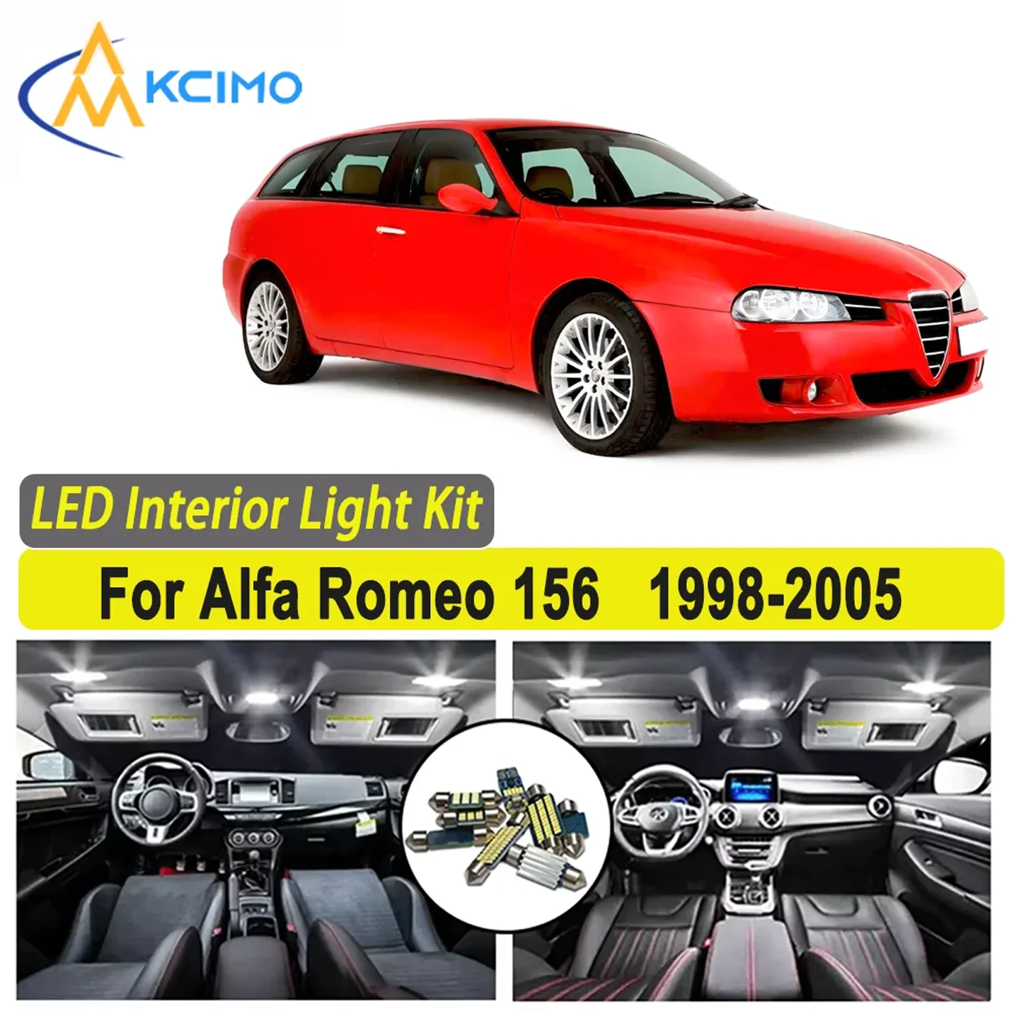 

Kcimo LED For Alfa Romeo 156 1998 1999 2000 2001 2002 2003 2004 2005 Premium Bright LED Interior Dome Map Trunk Light Kit Car