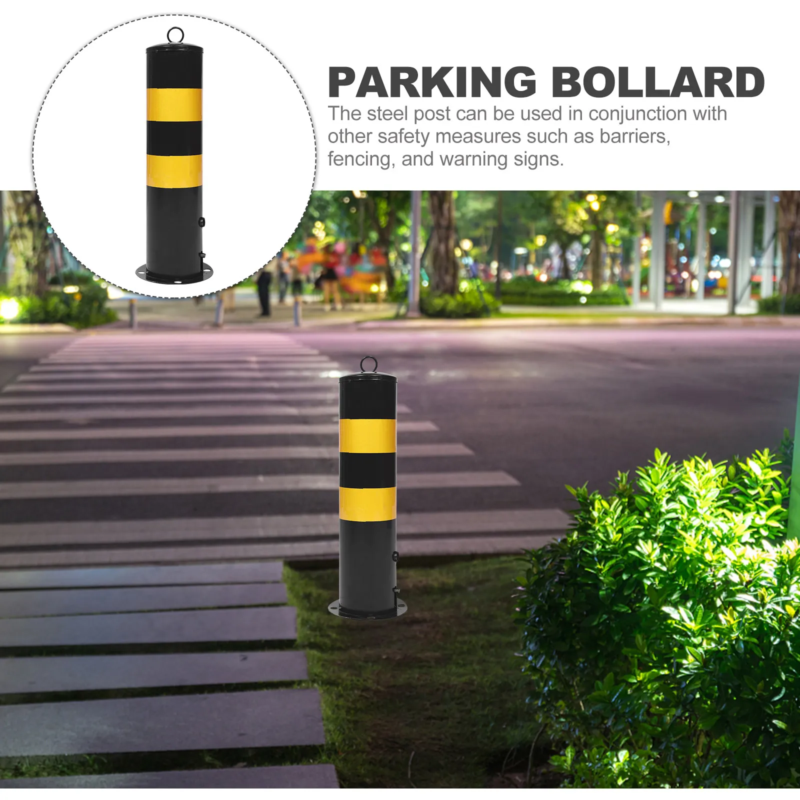 Steel Parking Barrier Safety Bollard for Driveway Security Post Visible Parking Stop Protection Traffic Barrier