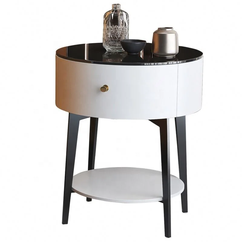 For Smart Household Table Speaker With Wireless Phone Charging Projected Light Night Light Glass Top Side Round Table Speaker
