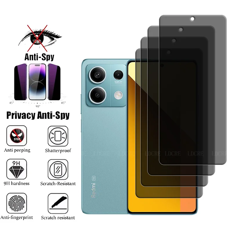 

4Pcs For Xiaomi Redmi Note 13 5G Glass For Redmi Note 13 5G Screen Protector Privacy Anti-Spy Tempered Glass Redmi Note 13 Pro