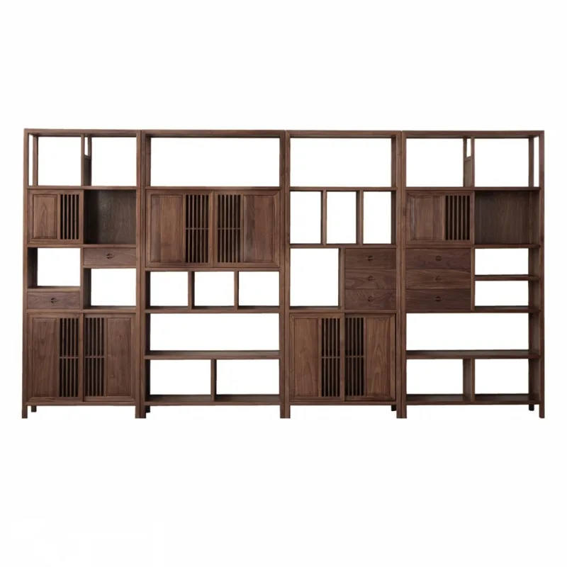 Modern simple solid wood bogu shelf bookshelf black walnut set display stand room shelf
