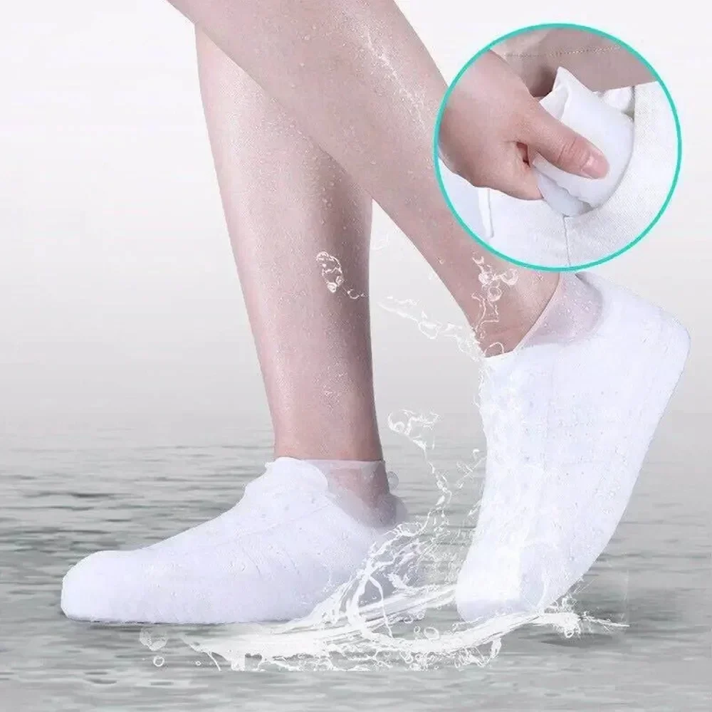 1Pair Silicone Waterproof Shoe Covers Upgrade Reusable Washable Resistant Outdoor Rainy Overshoes Protection Boots Rain Non-Slip