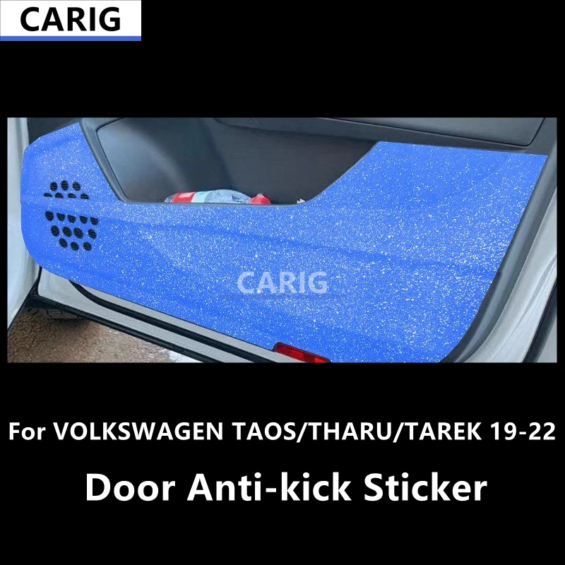 Dla VOLKSWAGEN TAOS/THARU/TAREK 19-22 drzwi Anti-kick naklejka zmodyfikowane włókna węglowego wnętrza samochodu akcesoria foliowe modyfikacji
