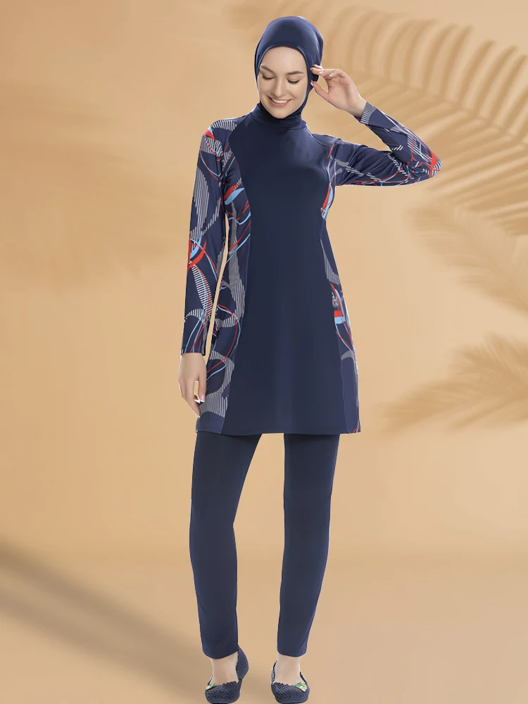 

3 шт./компл. скромные купальники Burkini Femmes, женские исламские купальники, купальный костюм, быстросохнущий, солнцезащитный крем, UPF50+