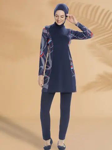 3 개/대 겸손한 Burkini Femmes 수영복 여성 이슬람 수영복 수영복, 빠른 건조, 자외선 차단제, UPF50 +
