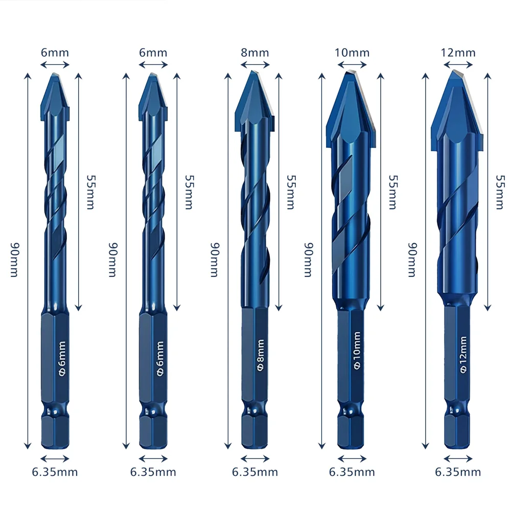 5/10PCS Super High Hardness Eccentric Drill Precision Porcelain Drill Glass Tile Ceramic Punching Rock Slab Triangle Drill Bit