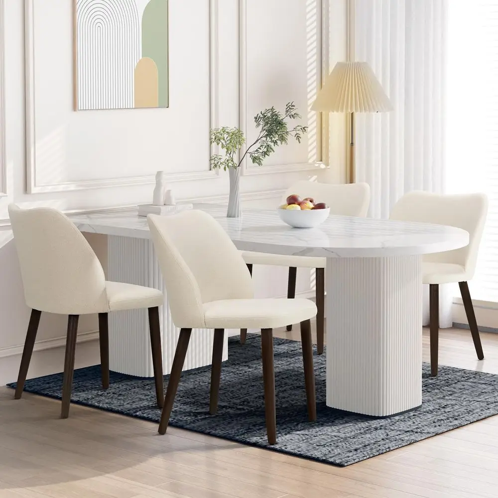 Dining Chairs Set of 4, Upholstered Kitchen Dining Room Chair, Modern Fabric Farmhouse Dinner Chair for Restaurant amp Cafe, Be