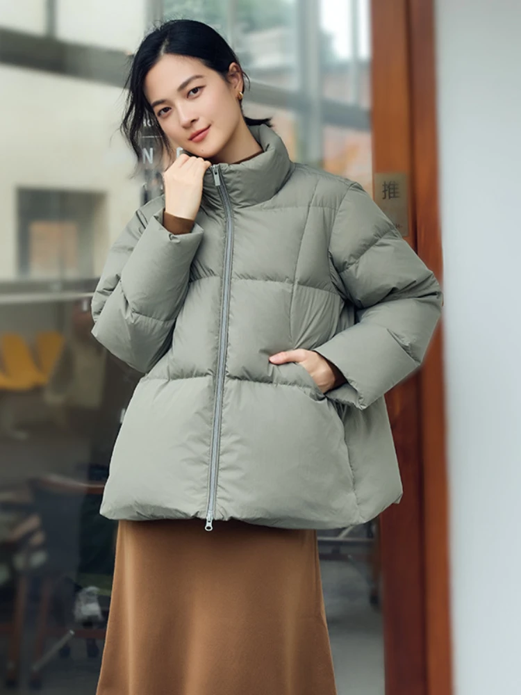 Winter New 95% White Duck Down Down Jacket Fashion Collar Short Jacket Comfortable Fluffy Warm Loose Puff Women's Bread Clothing