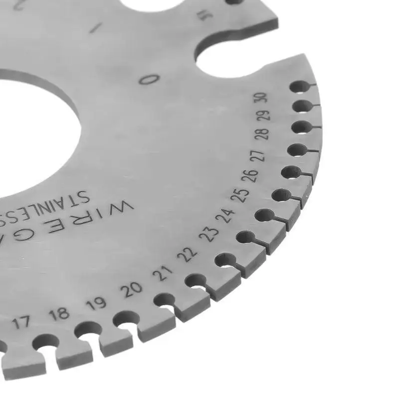 652F الفولاذ المقاوم للصدأ 0-36 جولة AWG SWG سلك قياس سمك ورقة قياس قطر المعادن الماكنة قياس لوحة حاكم #1