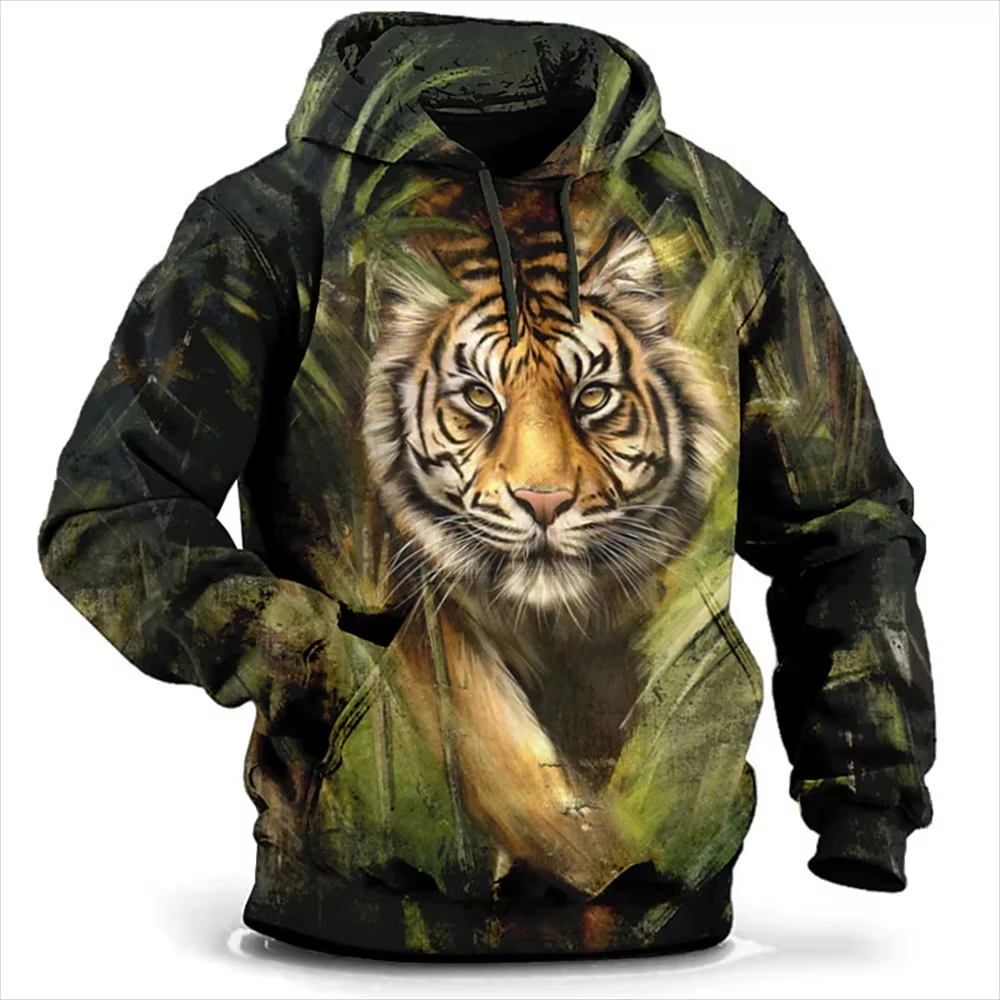 Men's Hoodies Sweatshirts Jungle Tiger Graphic Animal 3d Print Tracksuit Man Women Fashion Hip Hop Oversized Y2k Men's Clothing