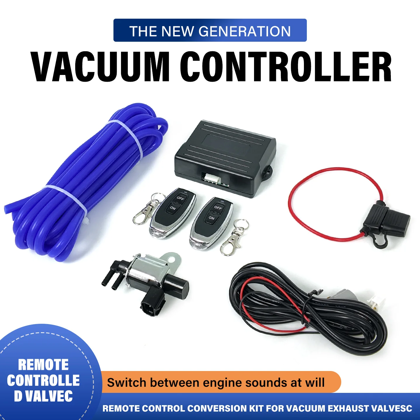 Wireless Remote Control Kit for Vacuum Solenoid Exhaust Valves for Automotive Exhaust Muffler Modification and Sound Adjustment