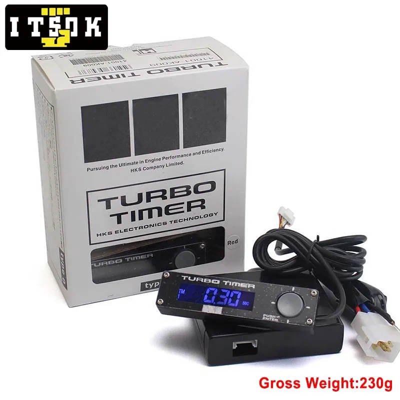 مؤقت توربو لسيارة السباق من النوع 0 شاشة LED رقمية عالمية أبيض وأحمر وأزرق مع شعار HK S #3