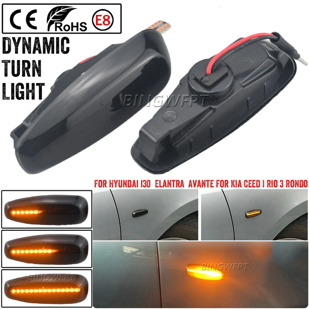 1pair Side Marker Blinker Lamp For Hyundai i30 2007-2012 Elantra Touring For Kia Ceed Rio 3 LED Dynamic Turn Signal Light