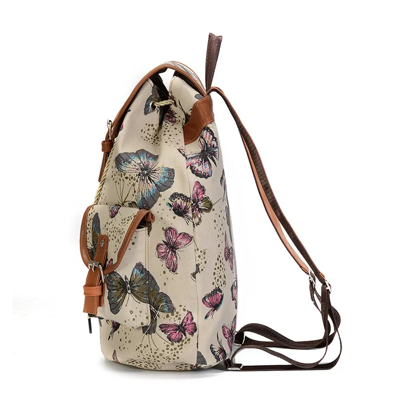 Mochila escolar de lona para mujer, bolso de viaje para ordenador portátil, libro