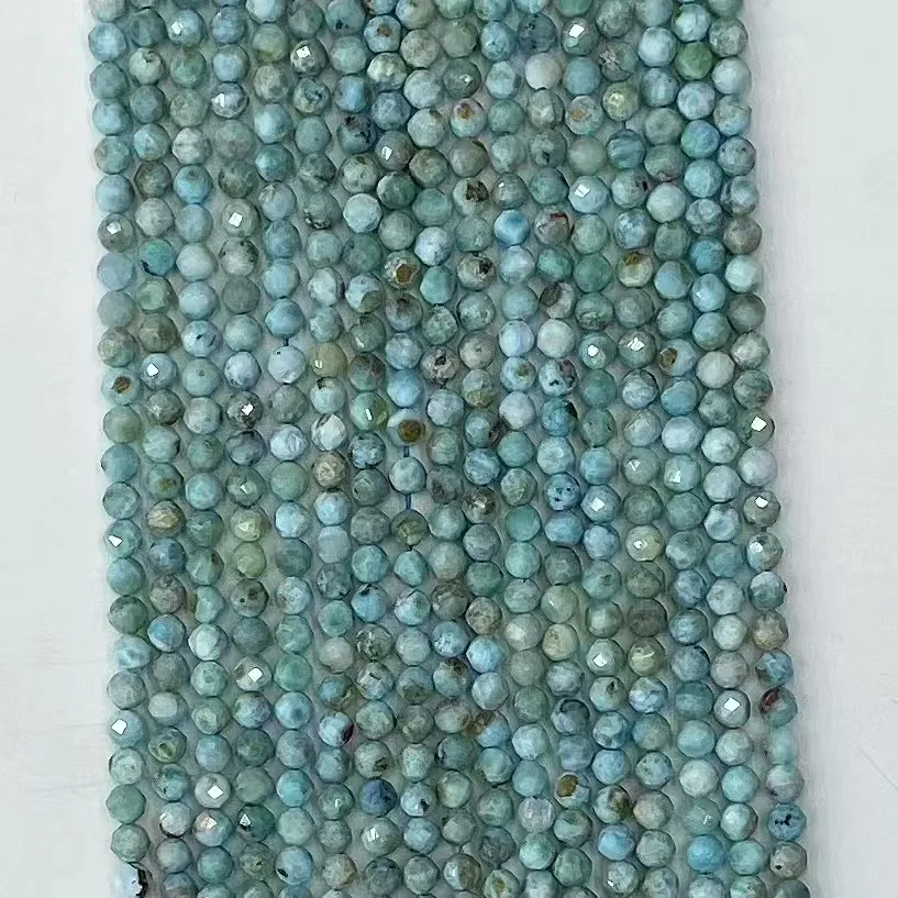 Larimar faceted round 2mm 3mm 4mm  Wholesale for DIY  jewelry necklace 37cm LOOSE BEADS nature