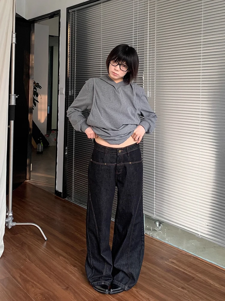 กางเกงยีนส์ขากว้างสไตล์เกาหลีส - Korean Street Fashion Female บทวิจารณ์และราคา