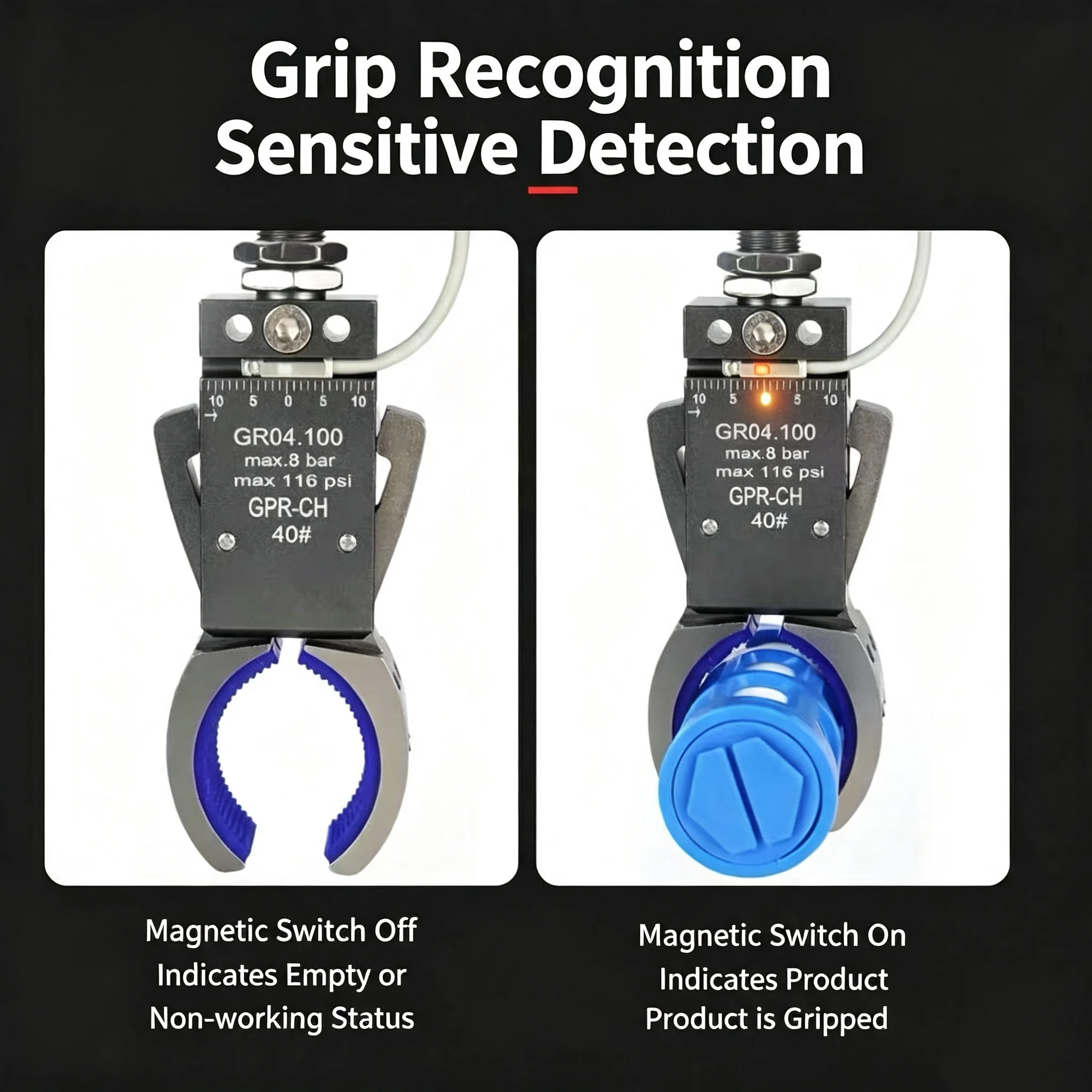Robot Bottle Embryo Fixture with Magnetic Induction Gripper GPR30/40/50/60 - Circular Pneumatic Small Clamp for Precision Assemb
