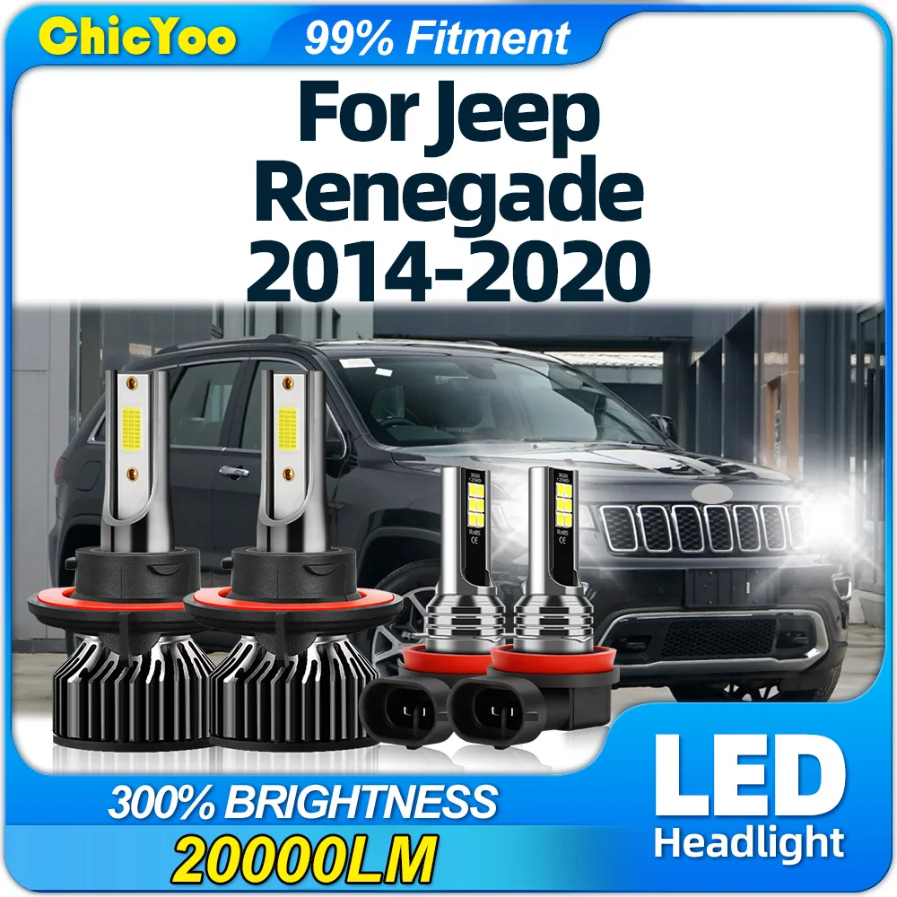 

240W 40000LM LED Headlights 6000K Auto Headlamps 12V Car Fog Lights For Jeep Renegade 2014 2015 2016 2017 2018 2019 2020