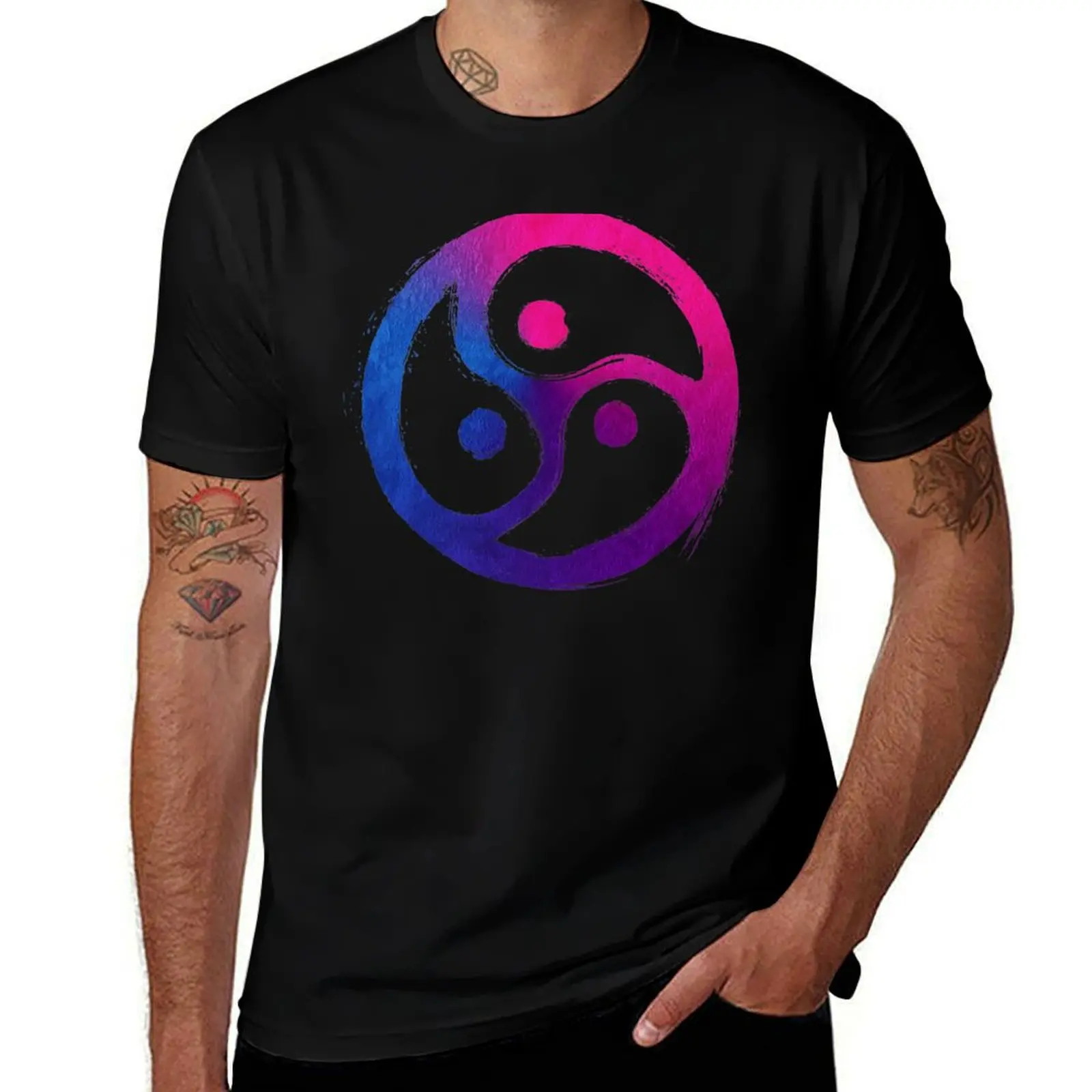 BDSM Triskelion Bisexual Pride T-Shirt Soft Lightweight Cotton T-Shirt