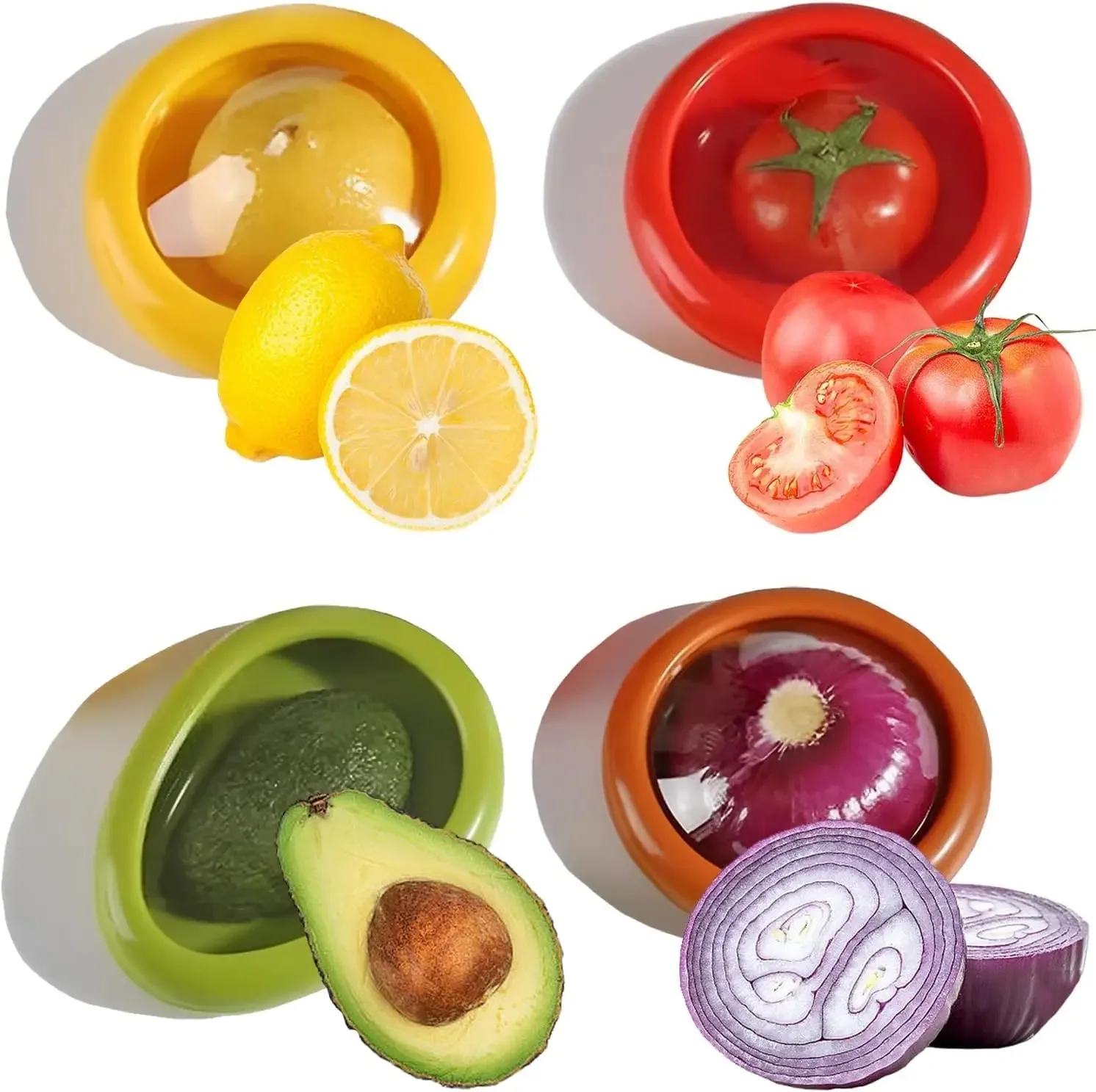 E2 Silicone Fruit Storage Box Fruit Vegetable Food Cover Anti-Oxidation Silicone Fruit and Vegetable Set for Fridge Keep Fresh