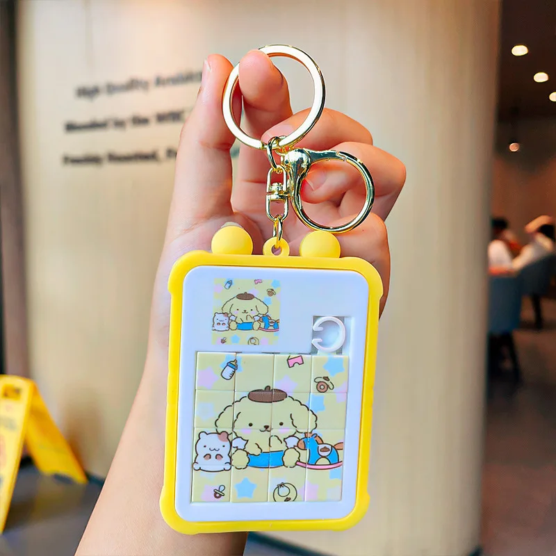 Kawaii Lotso Doraemon Keychains Kuromi Keychain Creative Jigsaw Puzzle Game Keyring Funny Bag Pendant Children Toy Festival Gift